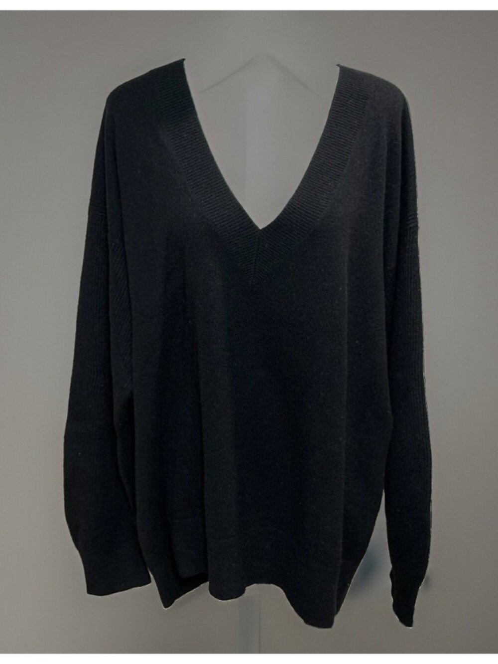 Rag & Bone Womens Black Cashmere Long Sleeve V-Neck Pullover Sweater Size XL